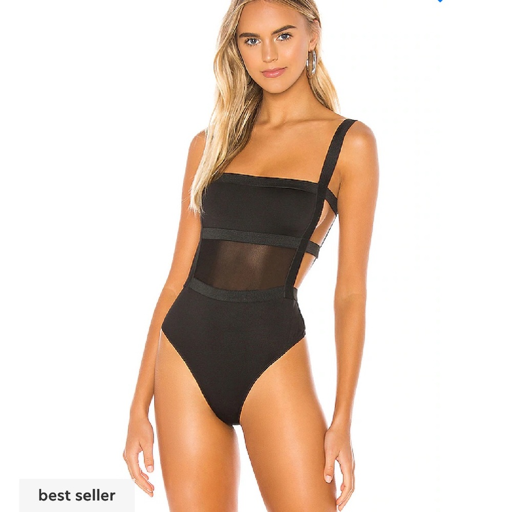 superdown Black Sheer Panel Bodysuit